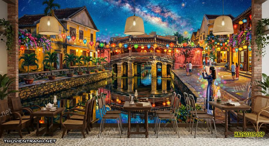 Tranh dán tường phố cổ Hội AnHA260319-19P - Tranh tường chất lượng cao